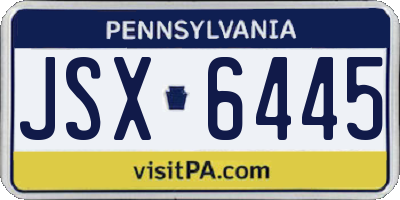 PA license plate JSX6445