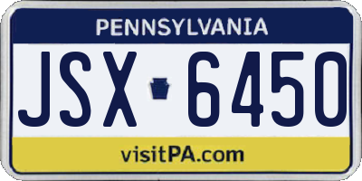 PA license plate JSX6450