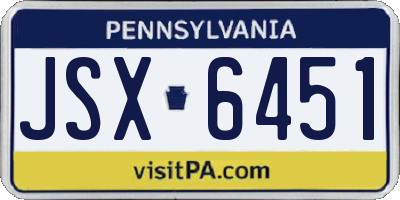 PA license plate JSX6451