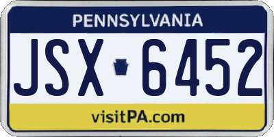 PA license plate JSX6452