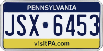 PA license plate JSX6453