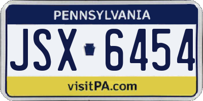 PA license plate JSX6454
