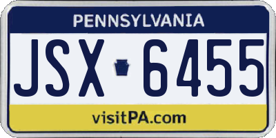 PA license plate JSX6455