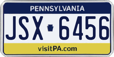 PA license plate JSX6456