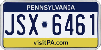 PA license plate JSX6461
