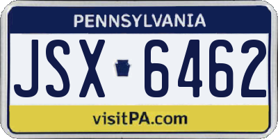 PA license plate JSX6462