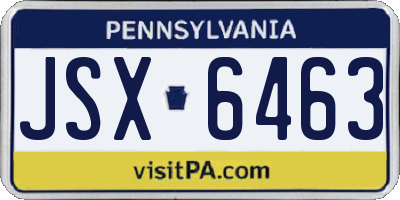 PA license plate JSX6463