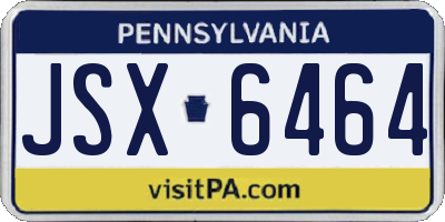 PA license plate JSX6464