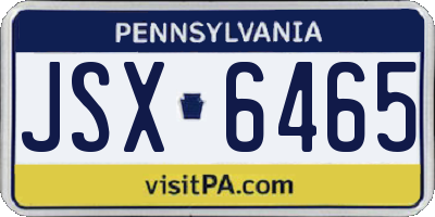 PA license plate JSX6465