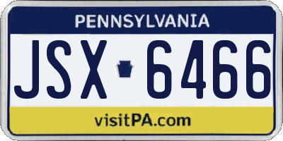 PA license plate JSX6466
