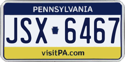 PA license plate JSX6467