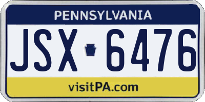 PA license plate JSX6476