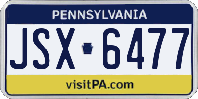 PA license plate JSX6477