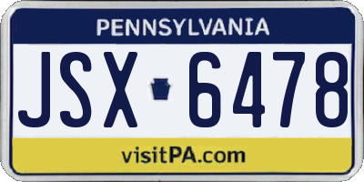 PA license plate JSX6478