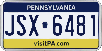 PA license plate JSX6481