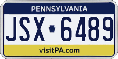 PA license plate JSX6489