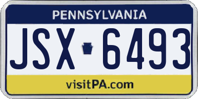 PA license plate JSX6493