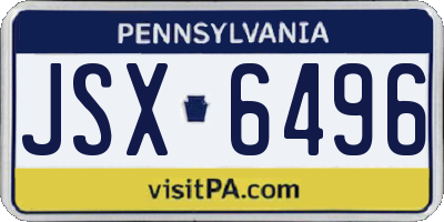 PA license plate JSX6496
