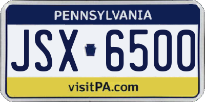 PA license plate JSX6500