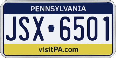 PA license plate JSX6501