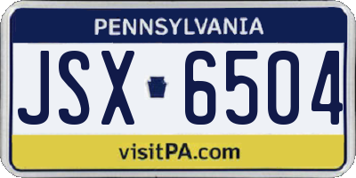 PA license plate JSX6504