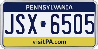 PA license plate JSX6505