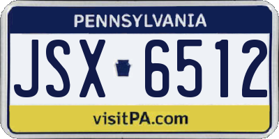 PA license plate JSX6512