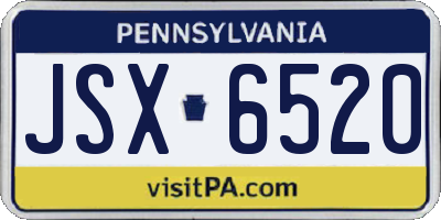 PA license plate JSX6520