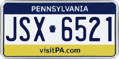 PA license plate JSX6521