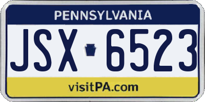 PA license plate JSX6523