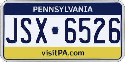 PA license plate JSX6526