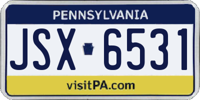 PA license plate JSX6531
