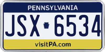 PA license plate JSX6534