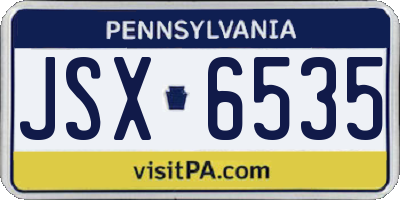 PA license plate JSX6535