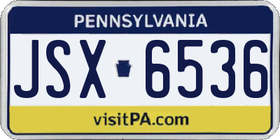 PA license plate JSX6536