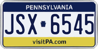 PA license plate JSX6545