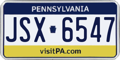PA license plate JSX6547