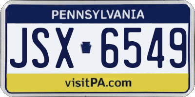 PA license plate JSX6549