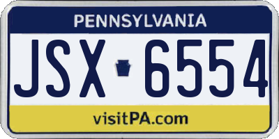 PA license plate JSX6554