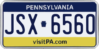 PA license plate JSX6560