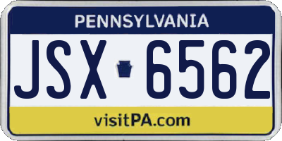 PA license plate JSX6562
