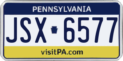 PA license plate JSX6577
