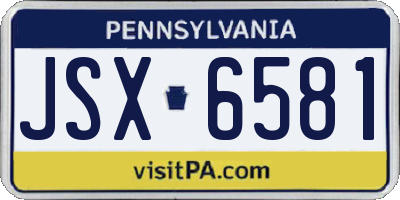 PA license plate JSX6581