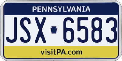 PA license plate JSX6583