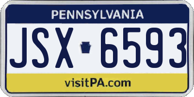 PA license plate JSX6593