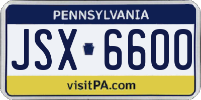 PA license plate JSX6600