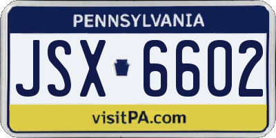 PA license plate JSX6602