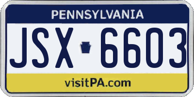 PA license plate JSX6603