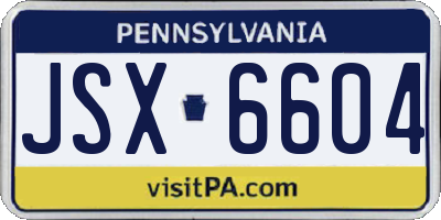 PA license plate JSX6604