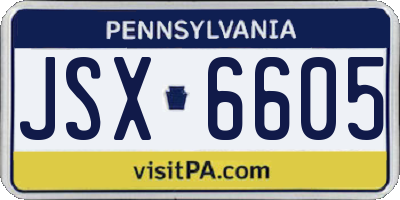 PA license plate JSX6605